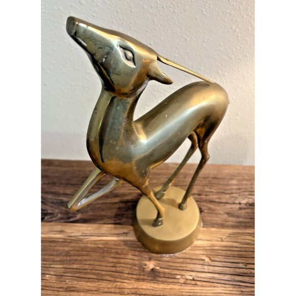 Vintage Brass MCM Large Antelope Gazelle Deer Figurine 13.5 Inches - Picture 7 of 12